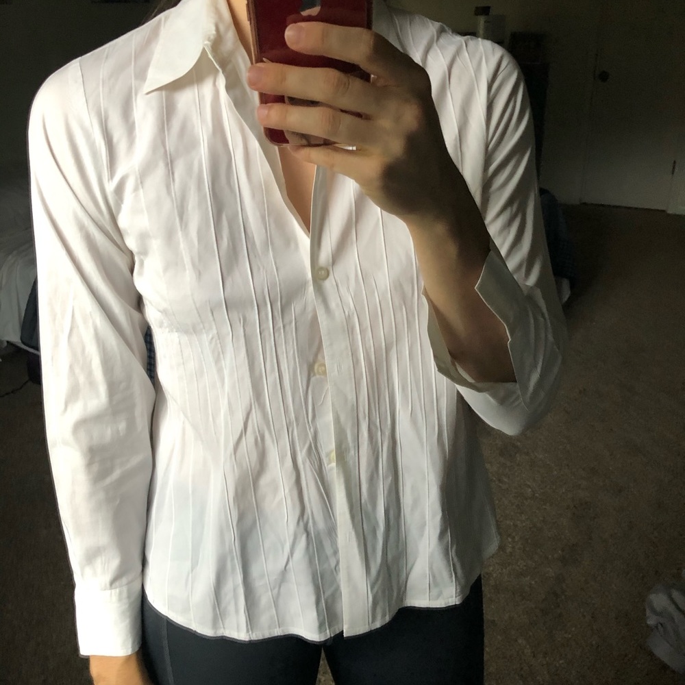 White button up with seam detail